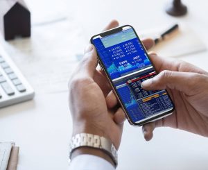 financial data on a phone screen